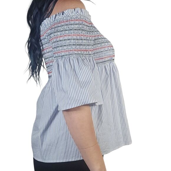 Maison Jules Women's Off The Shoulder Top Blue Size Medium - Picture 3 of 9